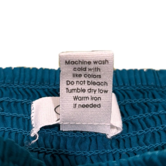 Jaspa Teal Long Sleeve Corset Crop Top Smocked Back Small - Picture 4 of 6